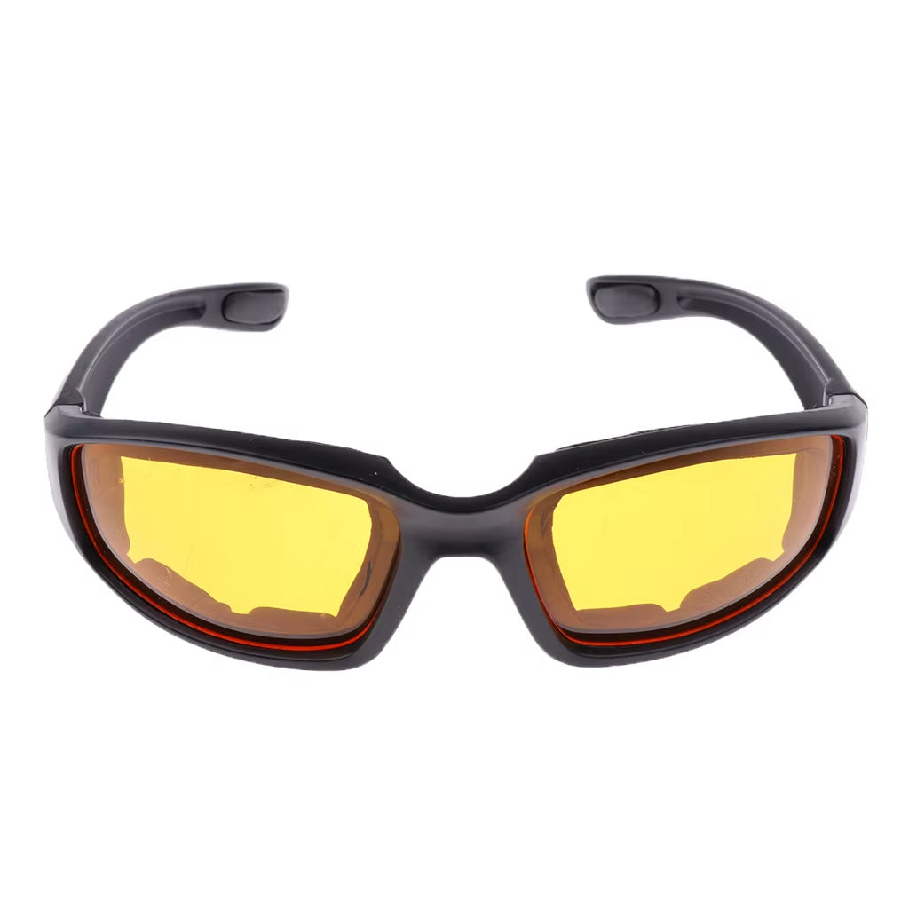 Chopper Padded Wind Resistant Sunglasses Motorcycle Riding Glasses Yellow