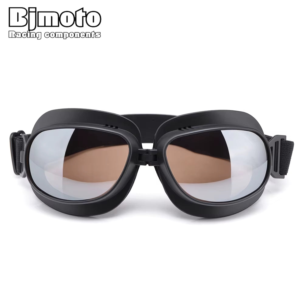 BJMOTO Motorcycle Glasses Goggles Helmet Pilot Scooter Retro Moto Outdoor Dirt Bike Riding Sunglasses Motocross Goggles Off-Road