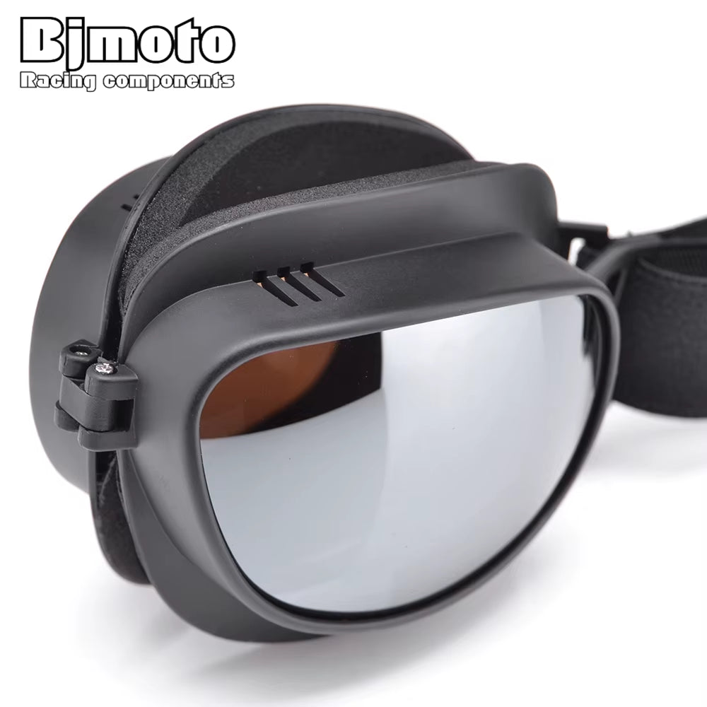 BJMOTO Motorcycle Glasses Goggles Helmet Pilot Scooter Retro Moto Outdoor Dirt Bike Riding Sunglasses Motocross Goggles Off-Road