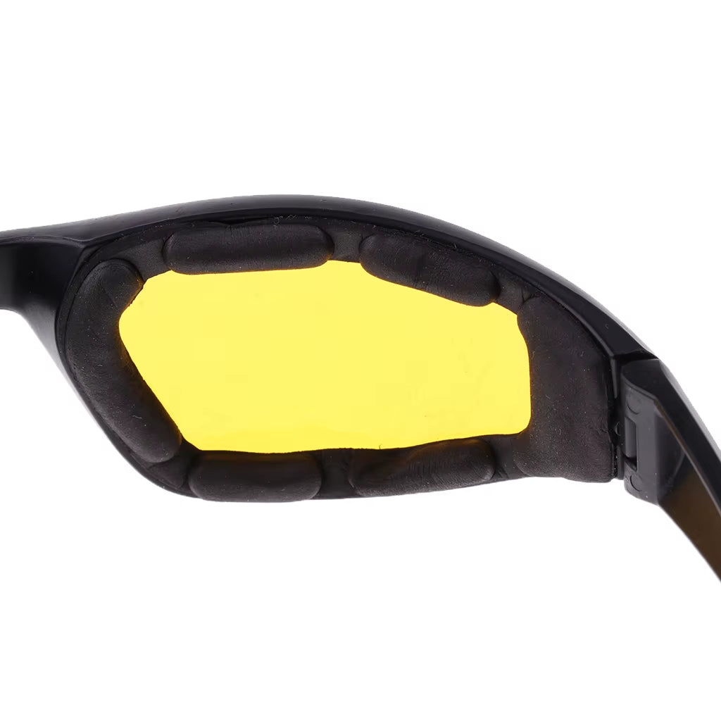 Chopper Padded Wind Resistant Sunglasses Motorcycle Riding Glasses Yellow