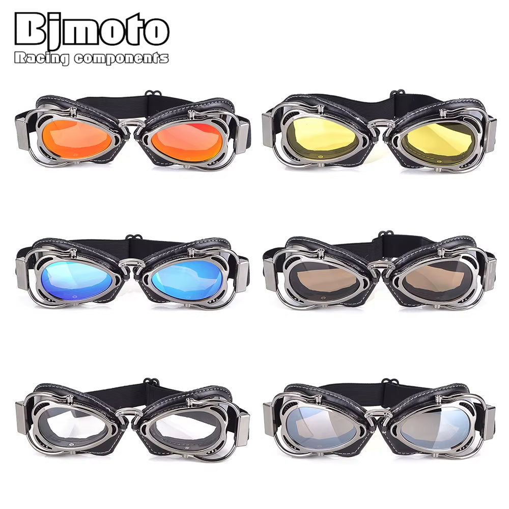 Motorcycle Vintage Old School Retro Goggles Helmet Glasses Sunglasses for Sport Racing off Road Pilot Cycling Eye Ware