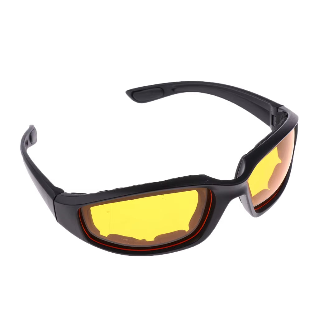 Chopper Padded Wind Resistant Sunglasses Motorcycle Riding Glasses Yellow